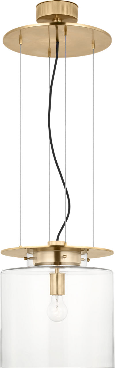 Elias 13" Floating Pendant in Antique-Burnished Brass with Clear Glass