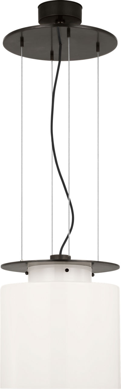 Elias 13" Floating Pendant in Bronze with White Glass