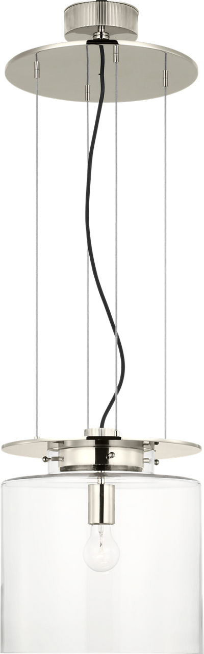 Elias 13" Floating Pendant in Polished Nickel with Clear Glass