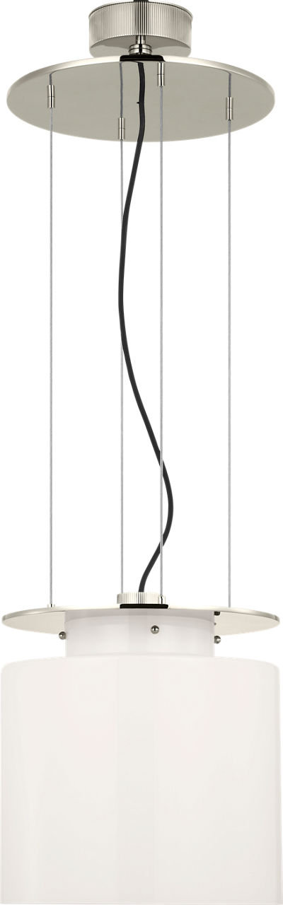 Elias 13" Floating Pendant in Polished Nickel with White Glass