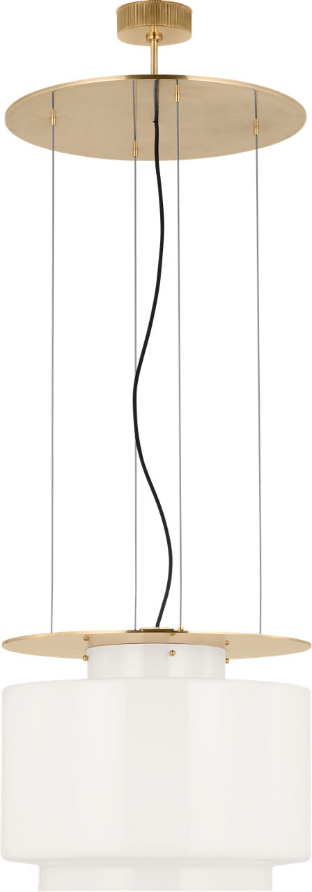 Elias 20" Floating Pendant in Antique-Burnished Brass with White Glass