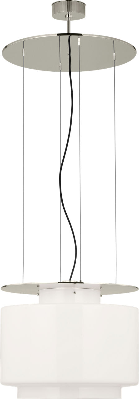 Elias 20" Floating Pendant in Polished Nickel with White Glass