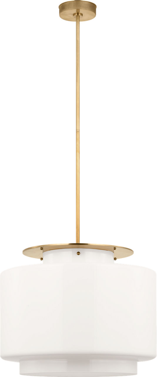 Elias 20" Pendant in Antique-Burnished Brass with White Glass