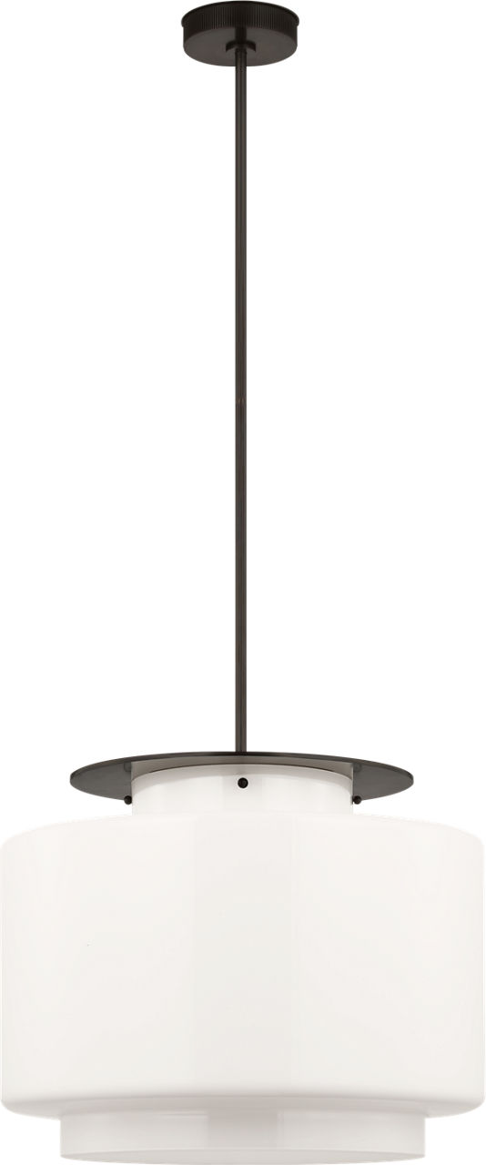 Elias 20" Pendant in Bronze with White Glass