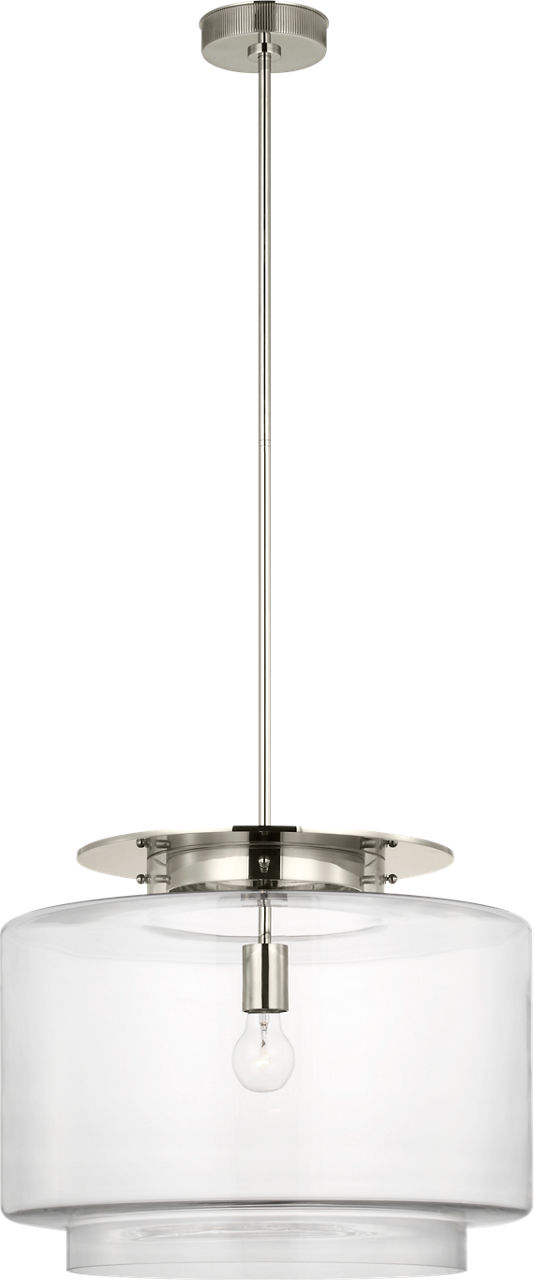 Elias 20" Pendant in Polished Nickel with Clear Glass
