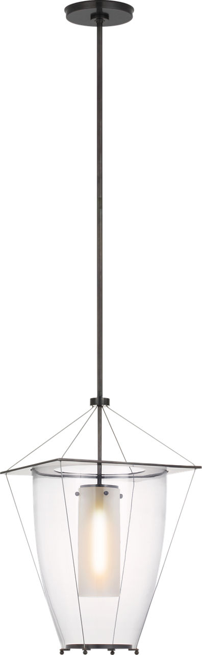 Ovalle 13" Lantern in Bronze with Clear Glass