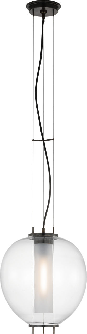 Taro 13" Lantern in Bronze with Clear Glass