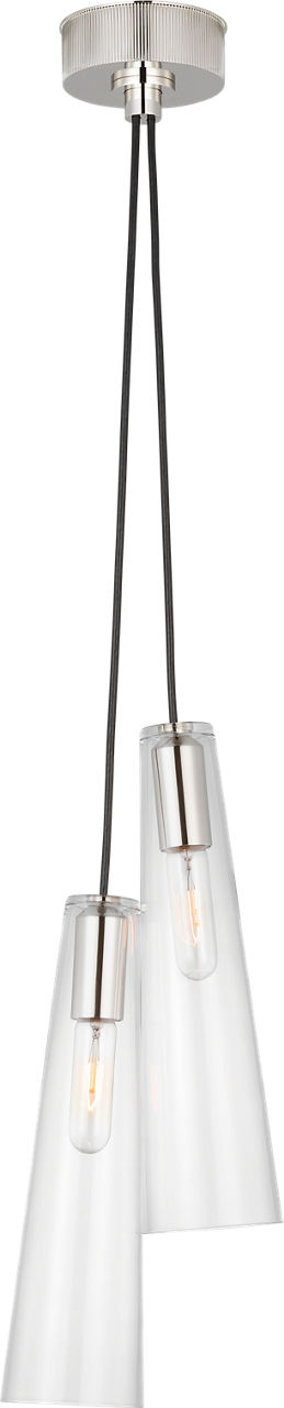 Osvaldo 4" Double Pendant in Polished Nickel with Clear Glass