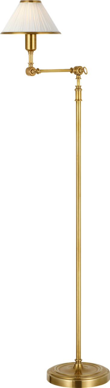 Anette Floor Lamp in Natural Brass with Silk Pleated Shade
