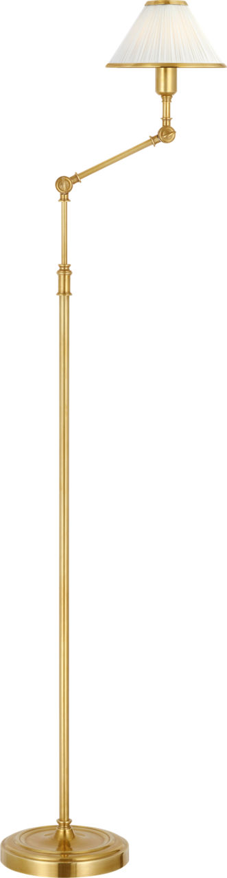 Anette Floor Lamp in Natural Brass with Silk Pleated Shade