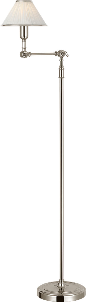 Anette Floor Lamp in Polished Nickel with Silk Pleated Shade
