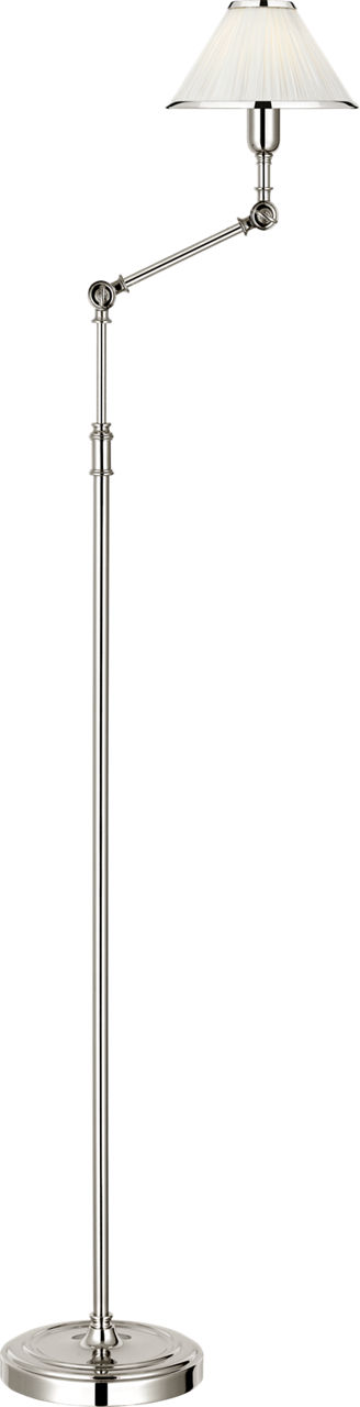 Anette Floor Lamp in Polished Nickel with Silk Pleated Shade
