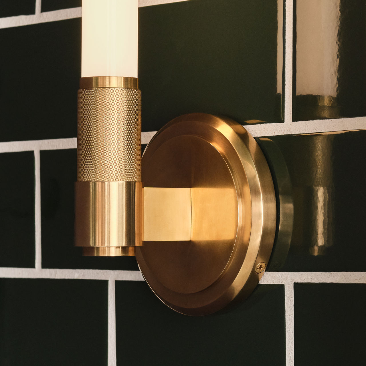 Barrett 13" Single Bath Light in Natural Brass with White Glass - Image 12