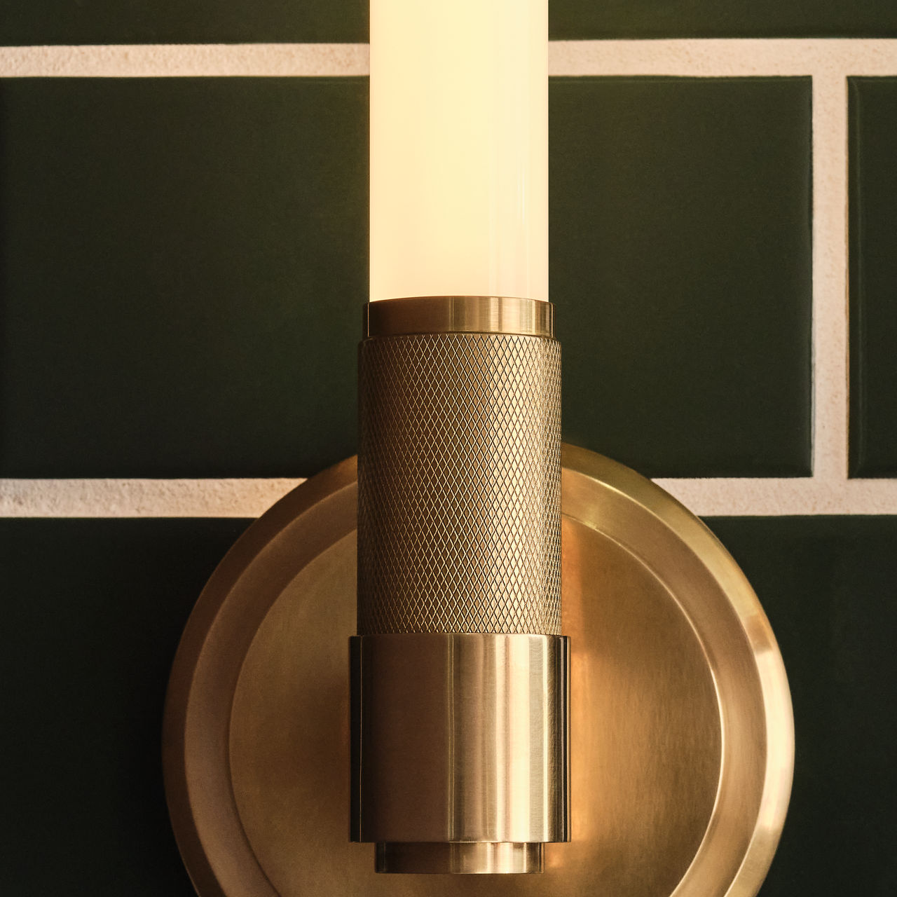Barrett 13" Single Bath Light in Natural Brass with White Glass - Image 11