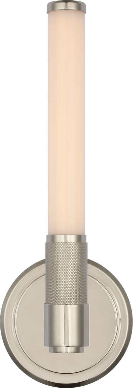 Barrett 13" Single Bath Light in Polished Nickel with White Glass