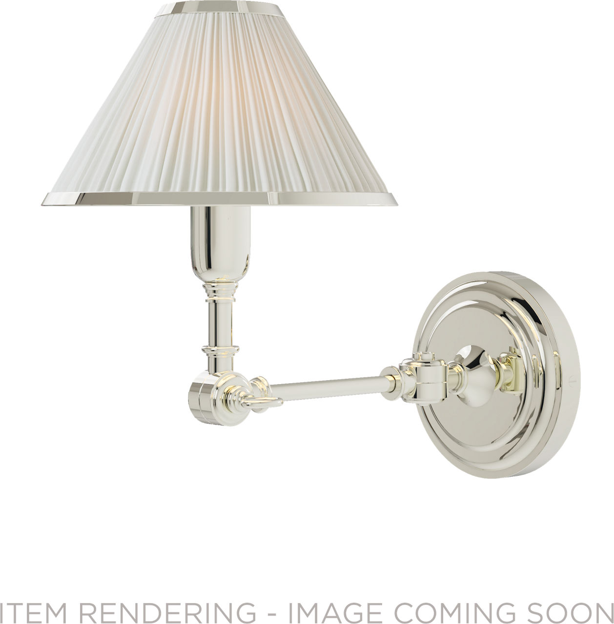 Anette Single Sconce in Polished Nickel with Silk Pleated Shade