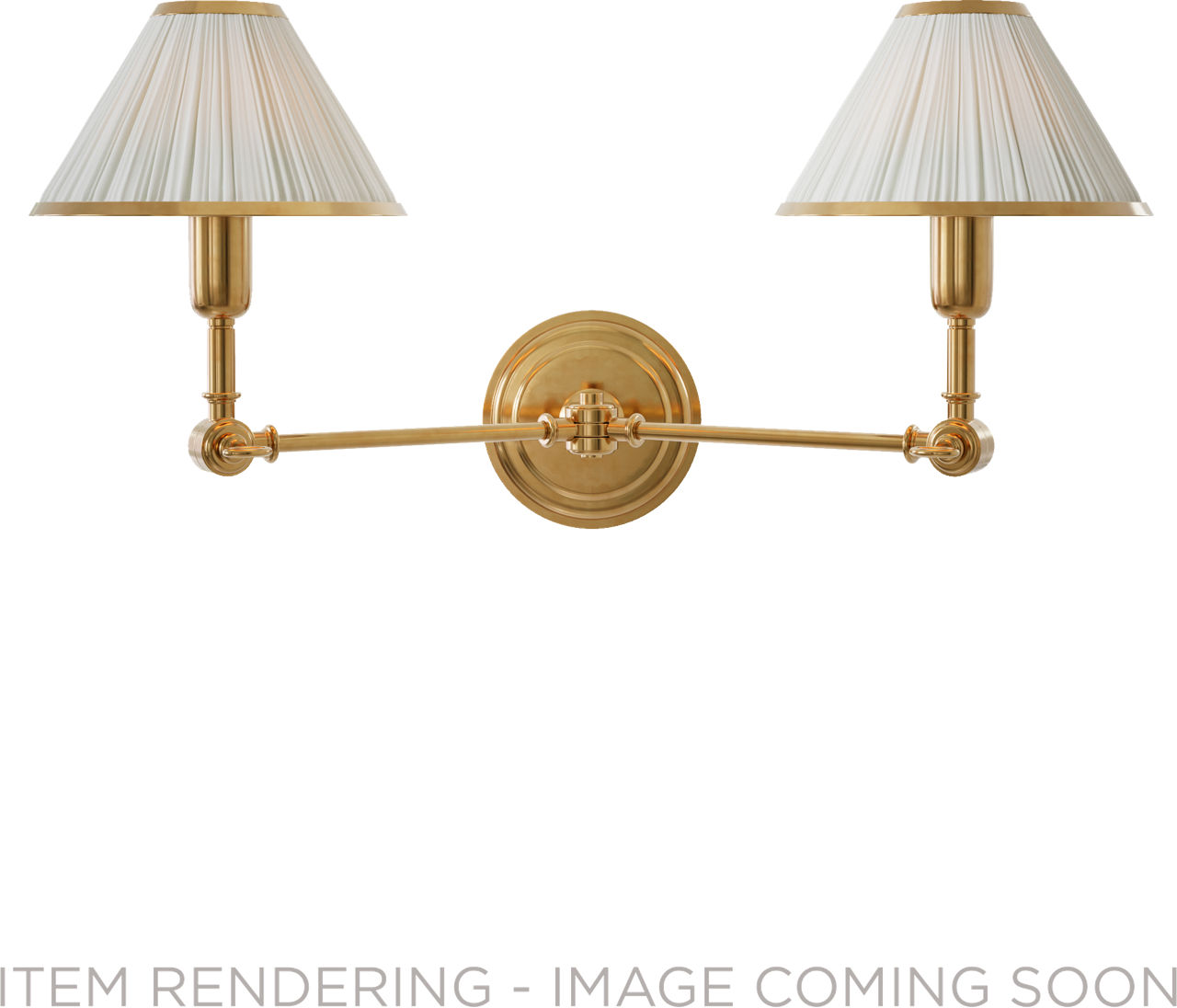 Anette Double Sconce in Natural Brass with Silk Pleated Shades