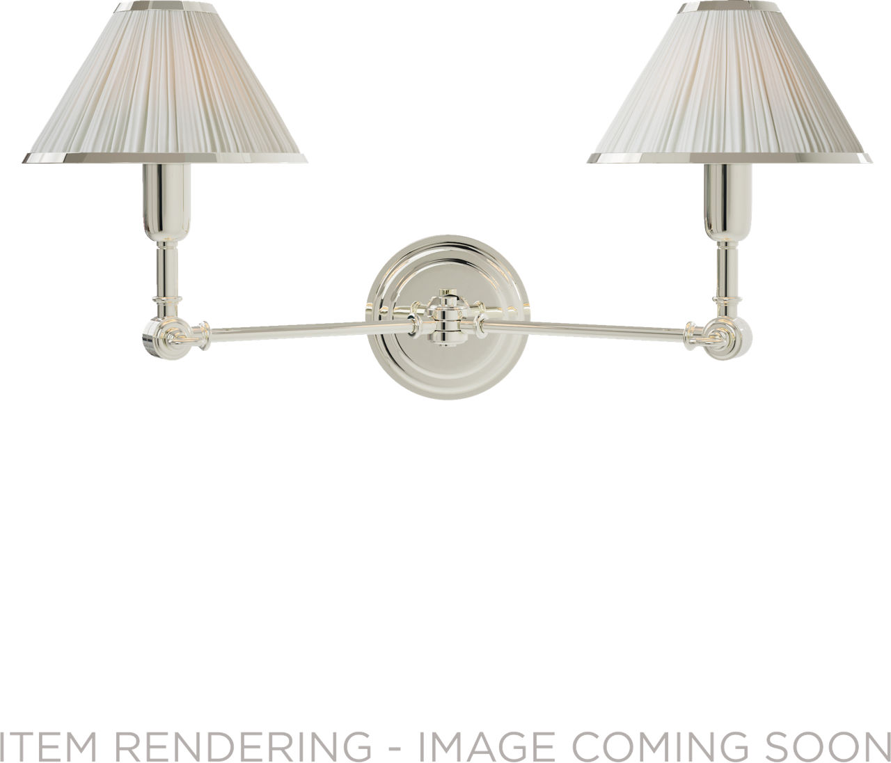 Anette Double Sconce in Polished Nickel with Silk Pleated Shades