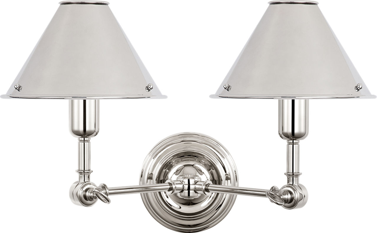Anette Double Sconce in Polished Nickel