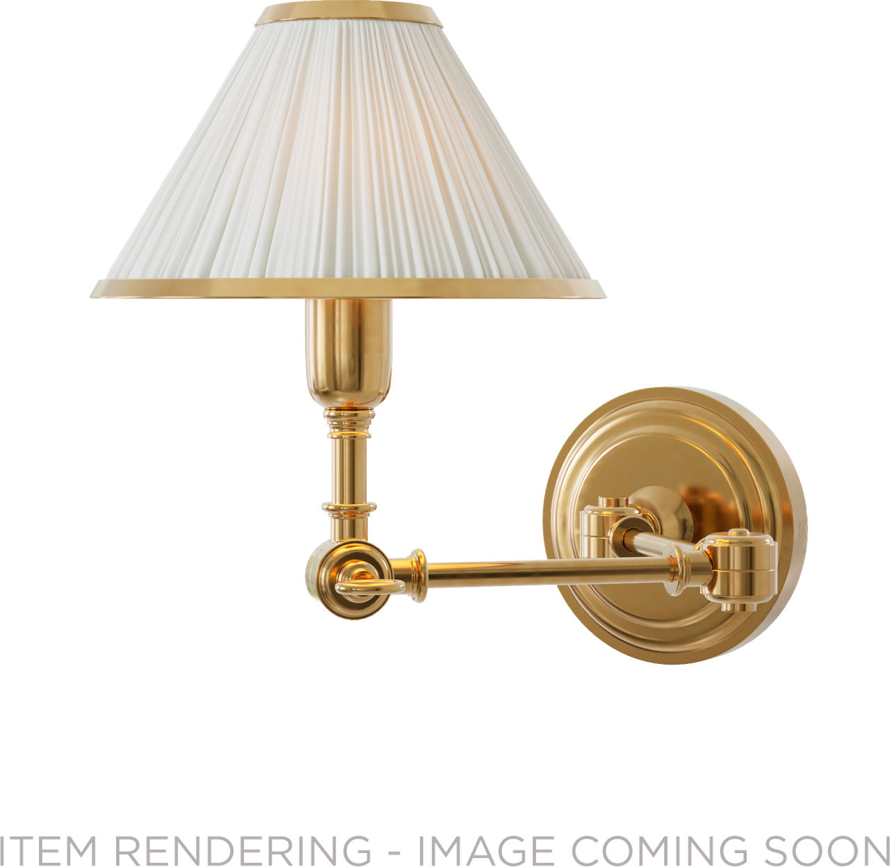 Anette Swing Arm Sconce in Natural Brass with Silk Pleated Shade