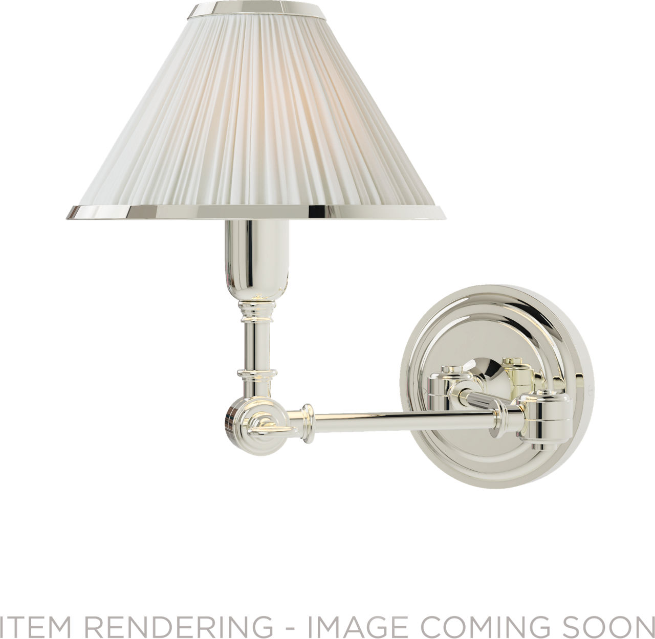 Anette Swing Arm Sconce in Polished Nickel with Silk Pleated Shade