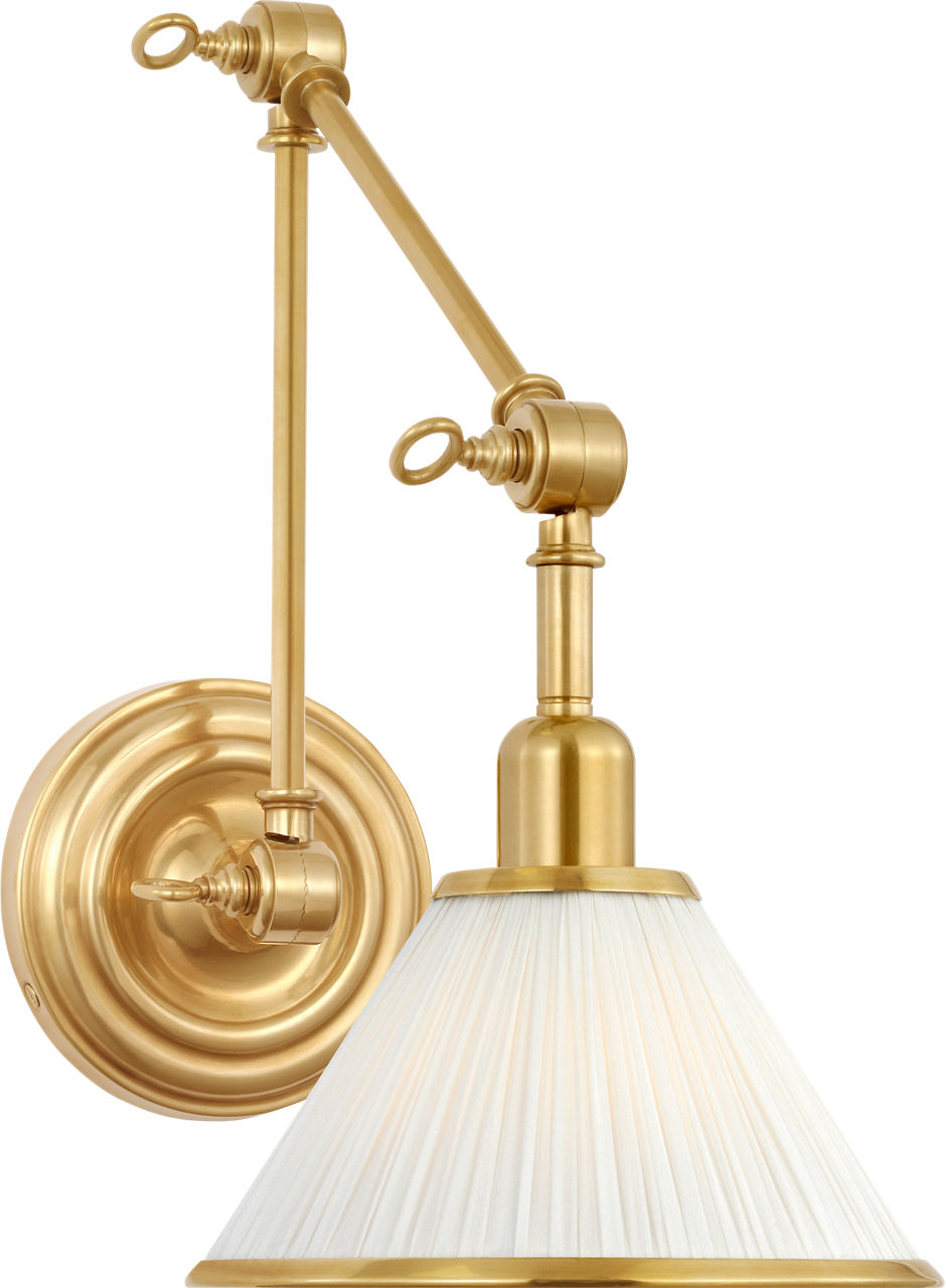 Anette Library Light in Natural Brass with Silk Pleated Shade