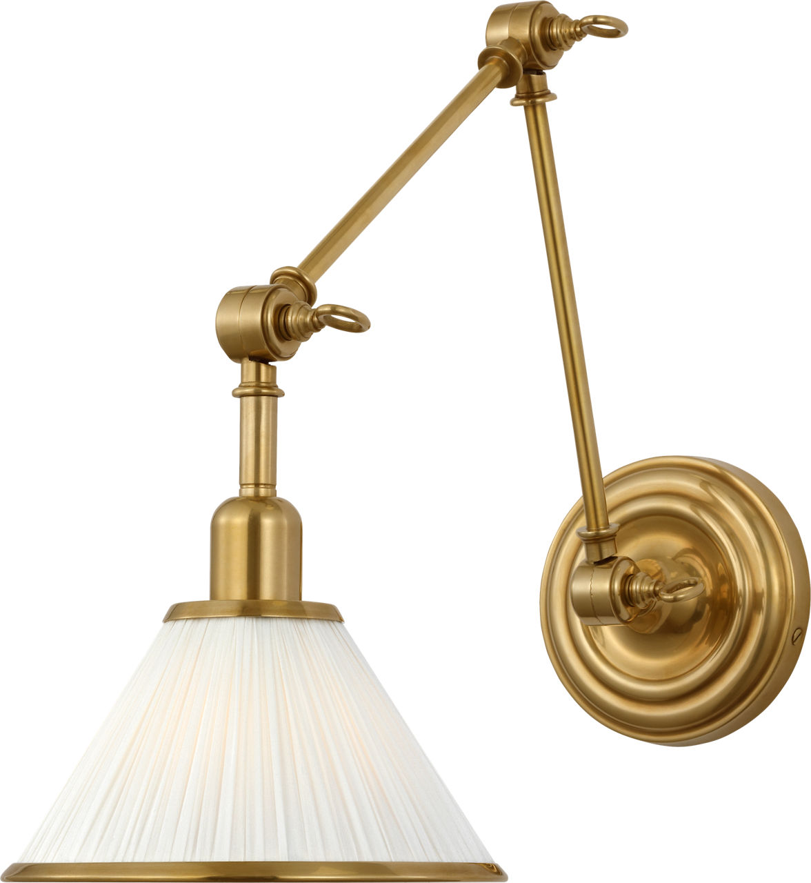 Anette Library Light in Natural Brass with Silk Pleated Shade