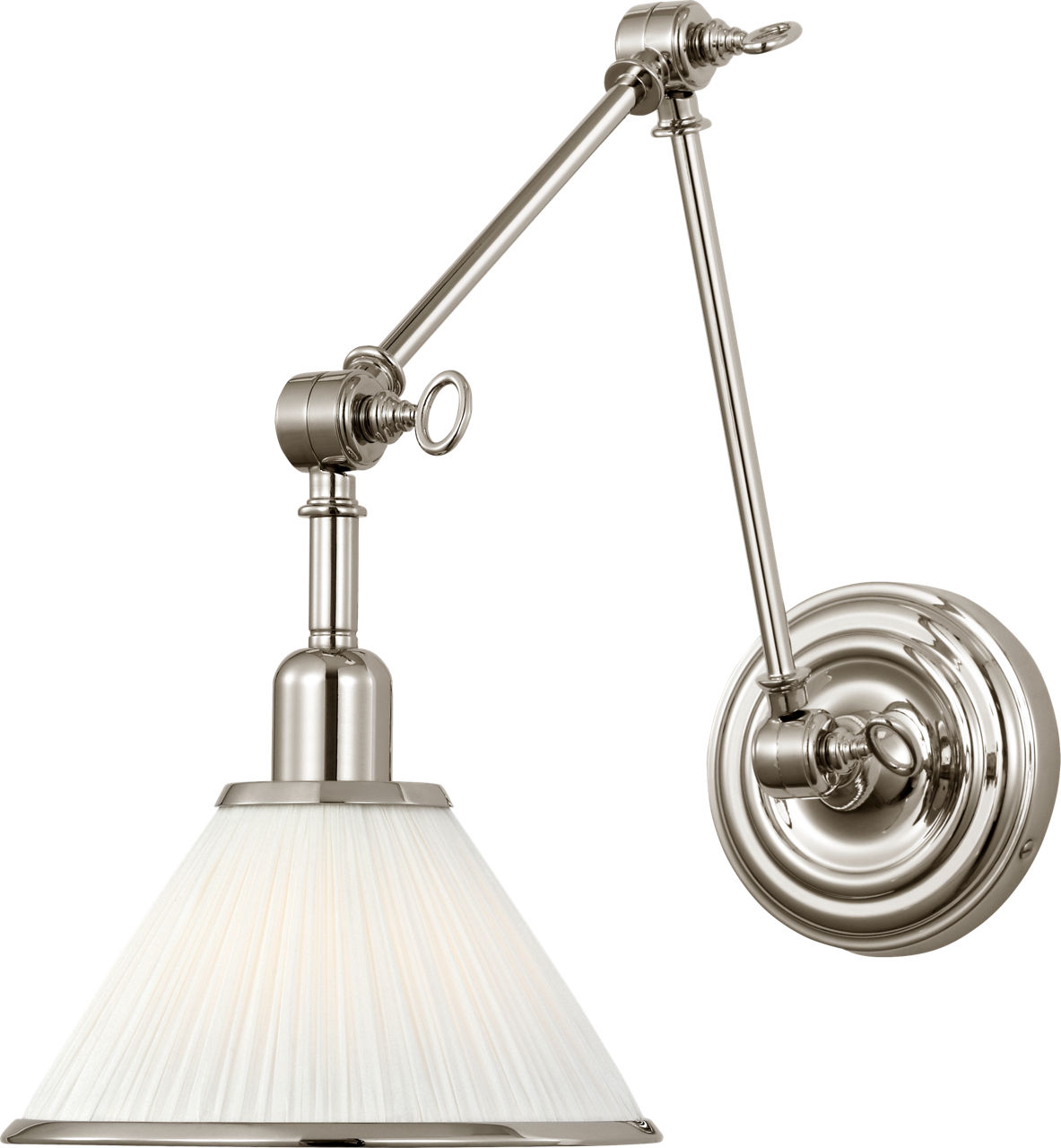 Anette Library Light in Polished Nickel with Silk Pleated Shade