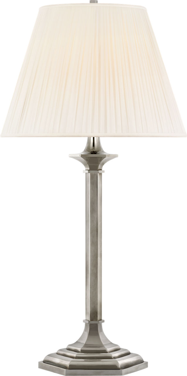 Irving 27" Table Lamp in Butler's Silver with Silk Pleated Shade