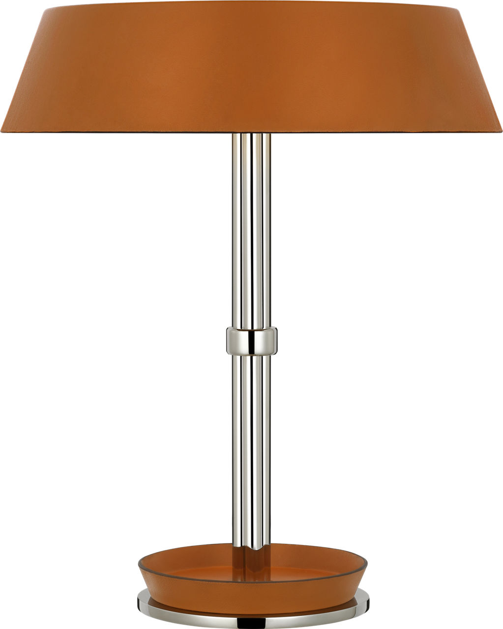 Hudson St. 20" Table Lamp in Polished Nickel and Nutmeg Leather