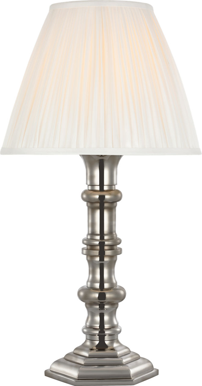 Thatcher 21" Cordless Table Lamp in Butler's Silver with Silk Pleated Shade