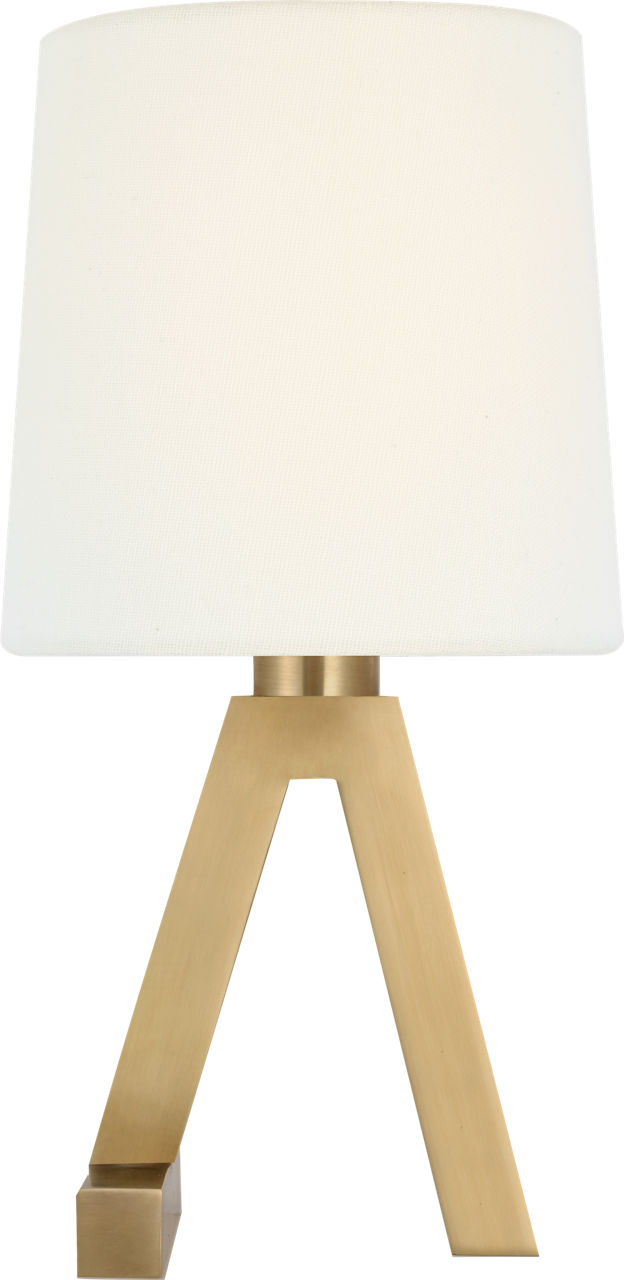 Hedger 11" Accent Lamp in Natural Brass with Linen Shade