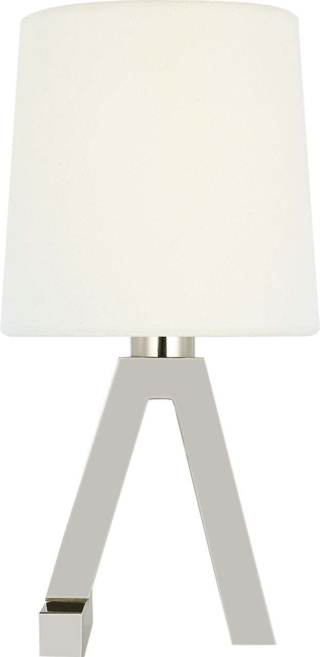 Hedger 11" Accent Lamp in Polished Nickel with Linen Shade