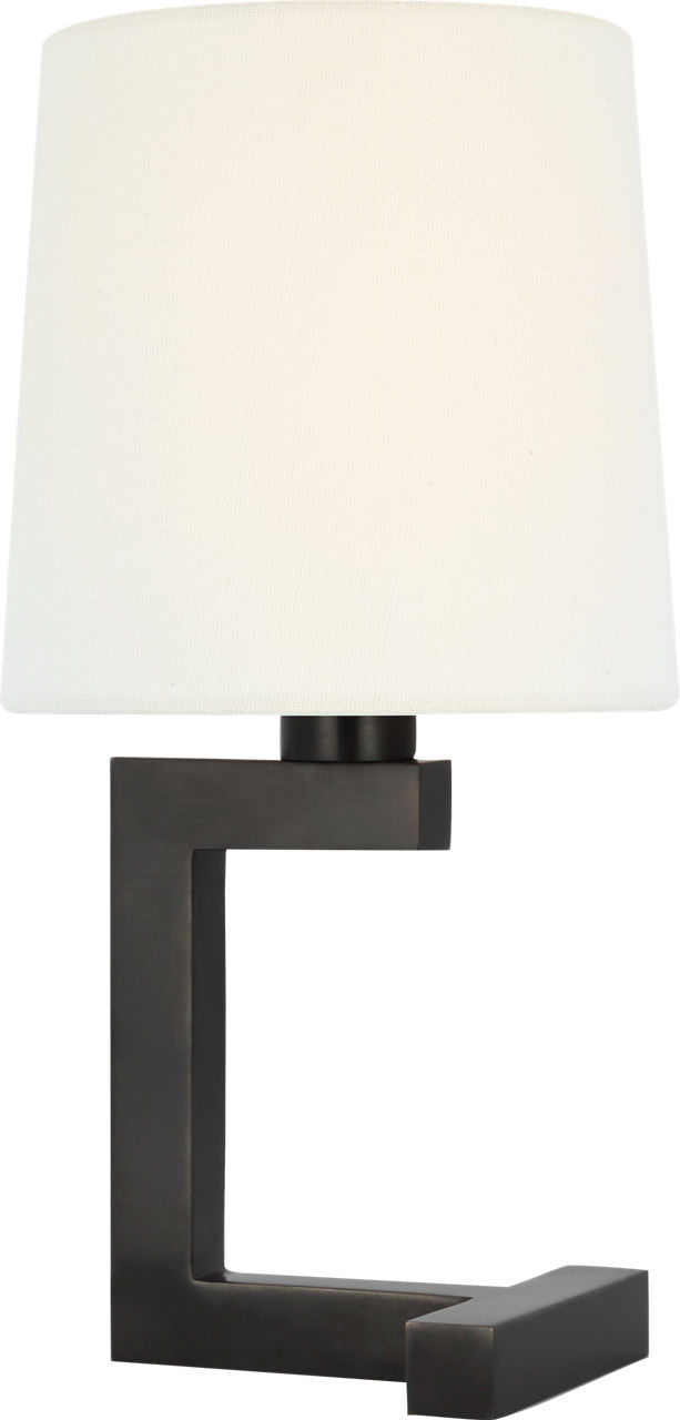Hedger 12" Accent Lamp in Bronze with Linen Shade