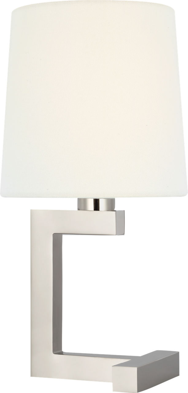 Hedger 12" Accent Lamp in Polished Nickel with Linen Shade