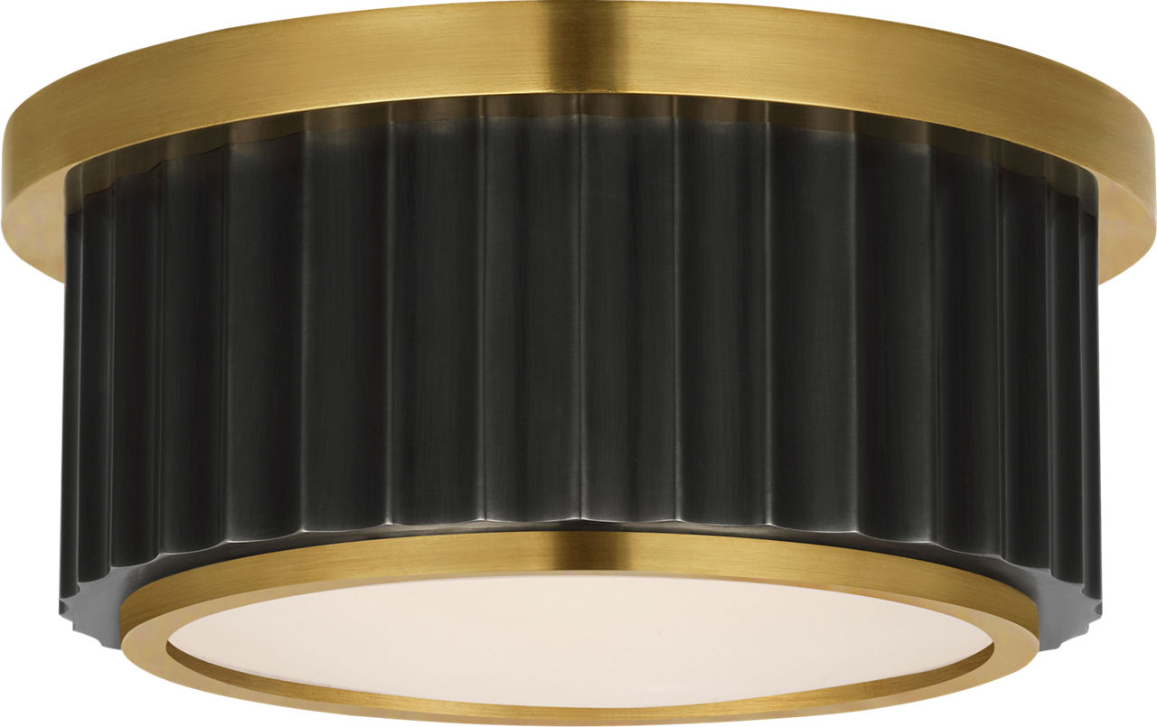 Cavill 5" Solitaire Flush Mount in Bronze and Natural Brass with Frosted Glass