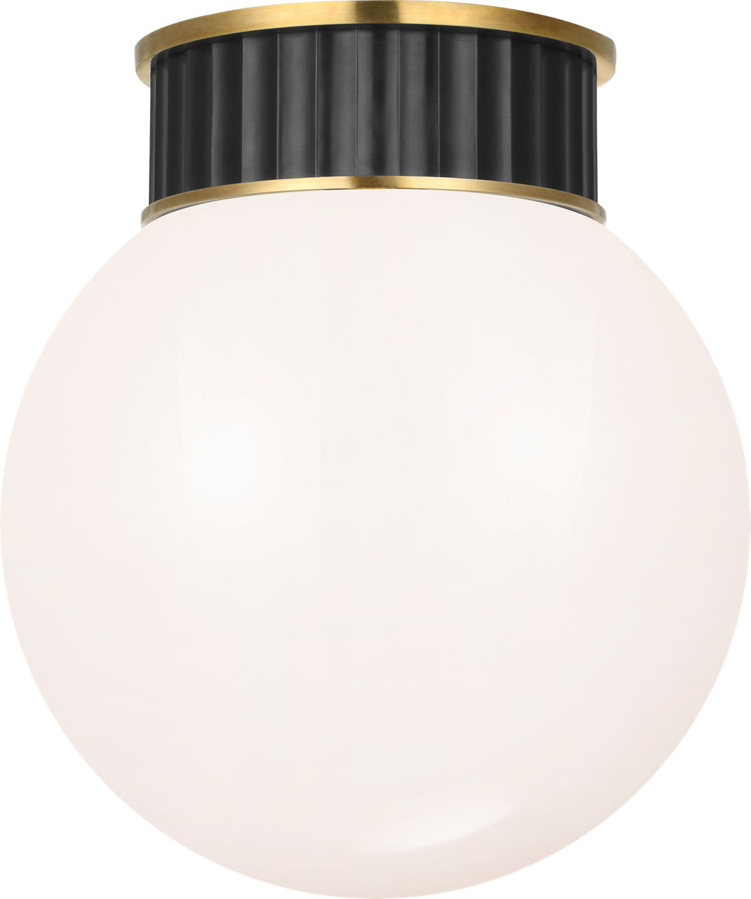 Cavill 12" Flush Mount in Bronze and Natural Brass with White Glass