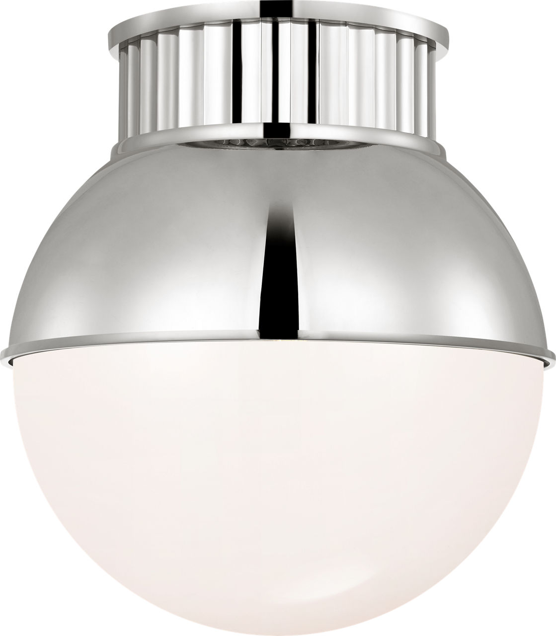 Cavill 12" Flush Mount in Polished Nickel with Polished Nickel Hood and White Glass