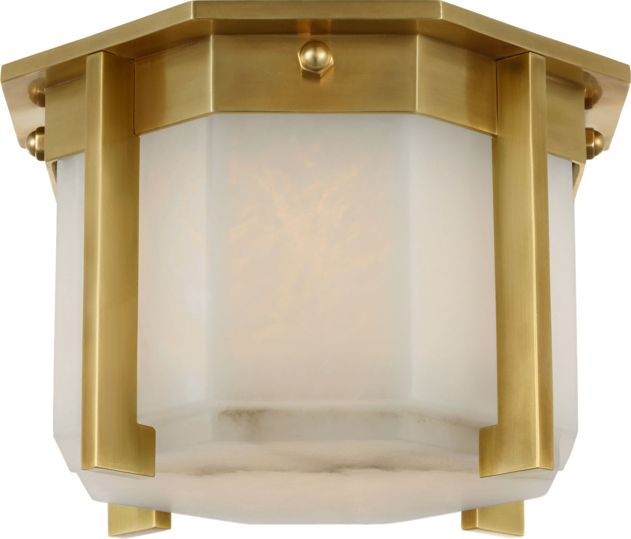 Braxton 6" Solitaire Flush Mount in Natural Brass with Alabaster