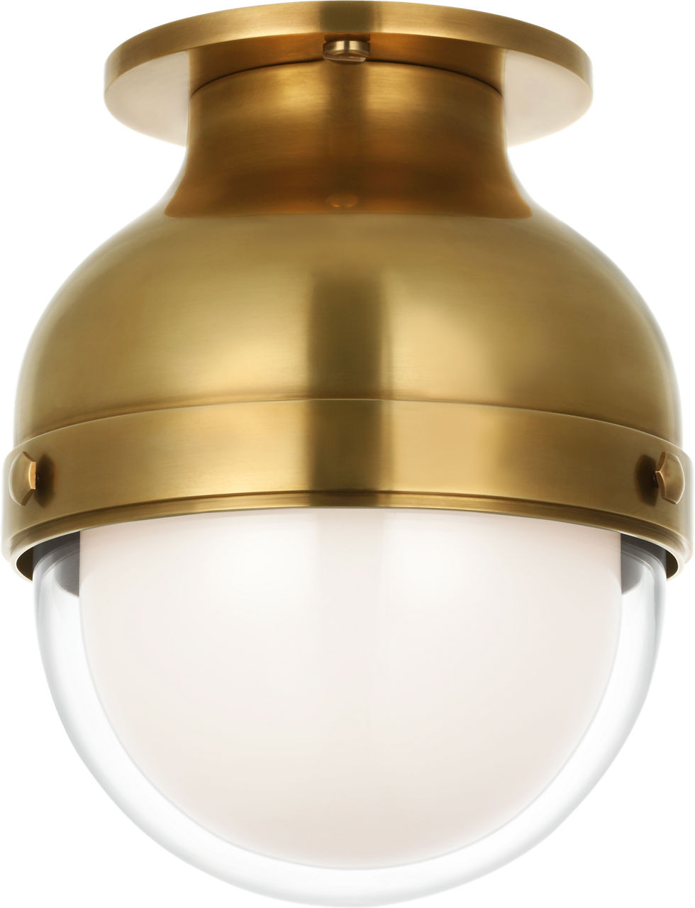 Harbor 6" Flush Mount in Natural Brass with Clear and White Glass