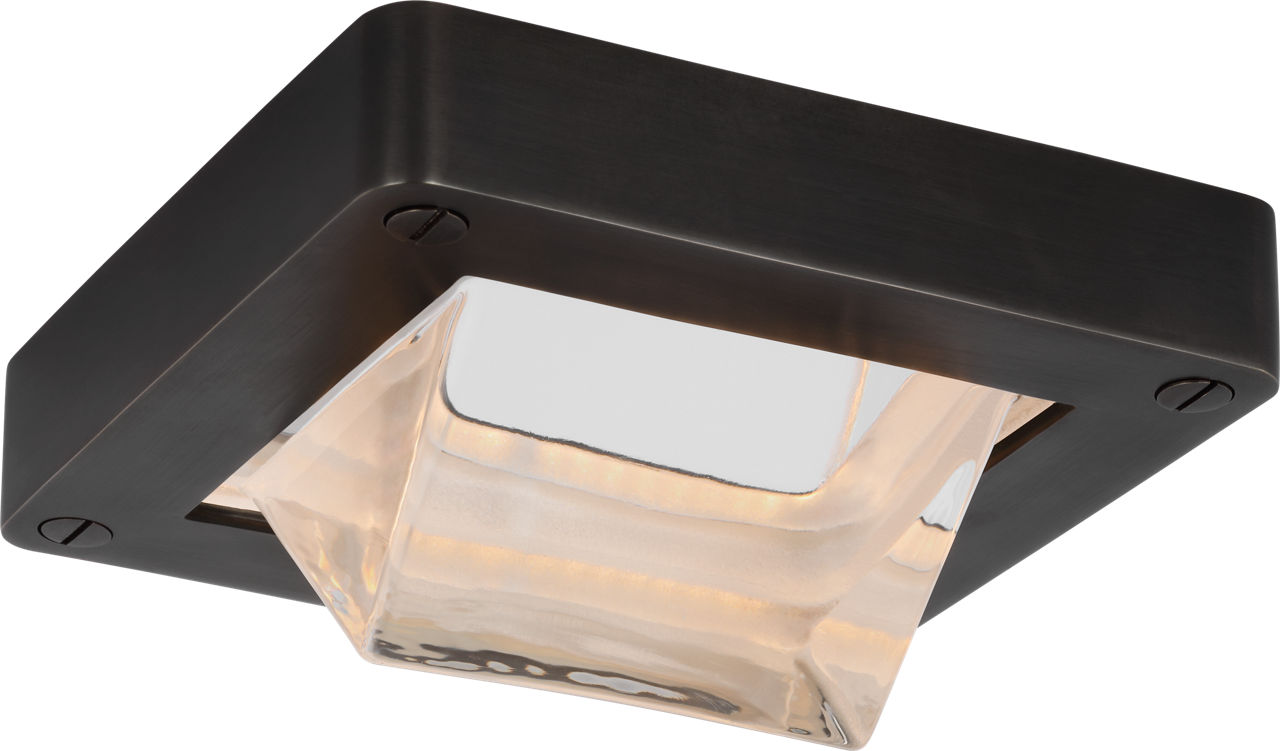 Rolland 5" Solitaire Flush Mount in Bronze and Clear Glass