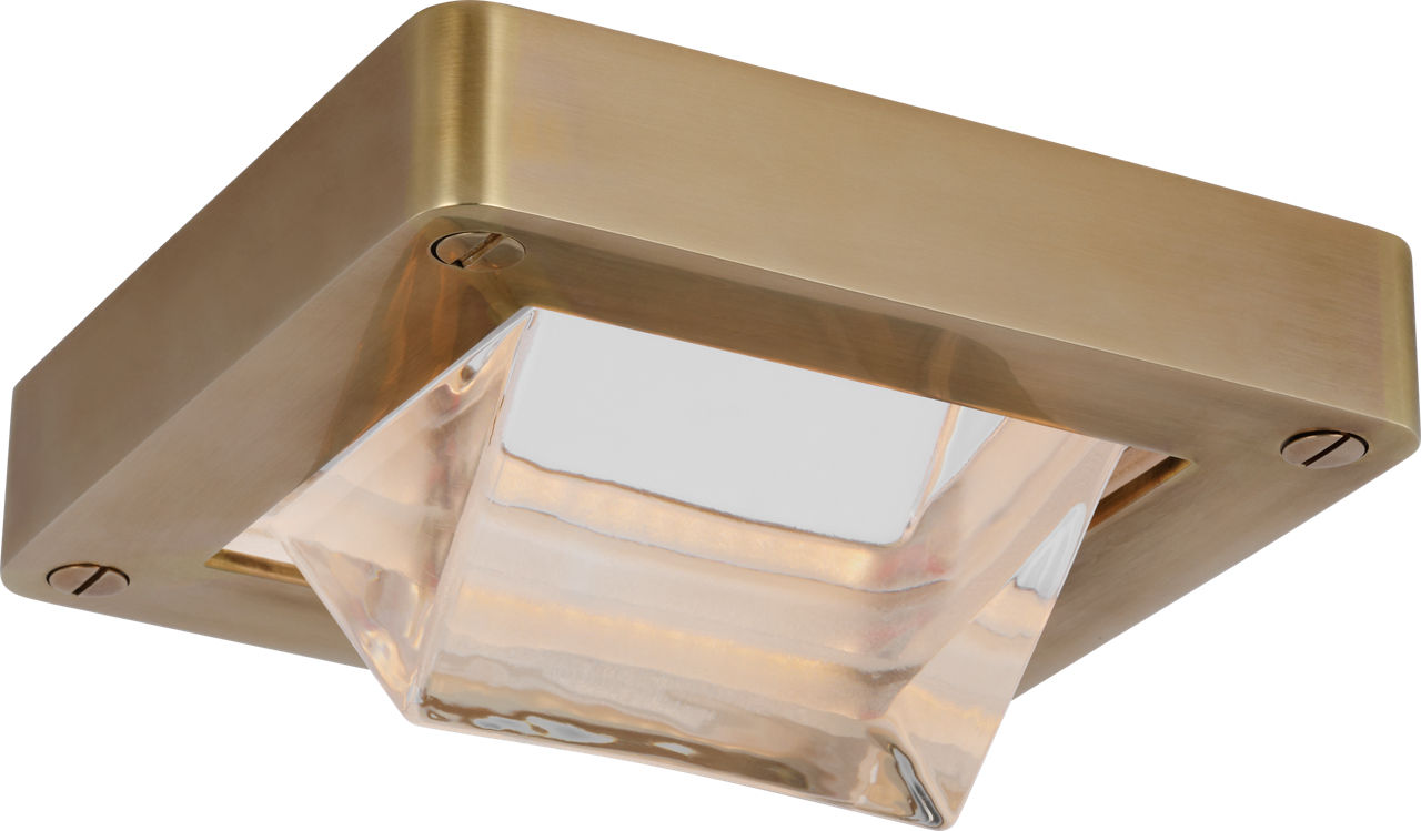 Rolland 5" Solitaire Flush Mount in Natural Brass and Clear Glass