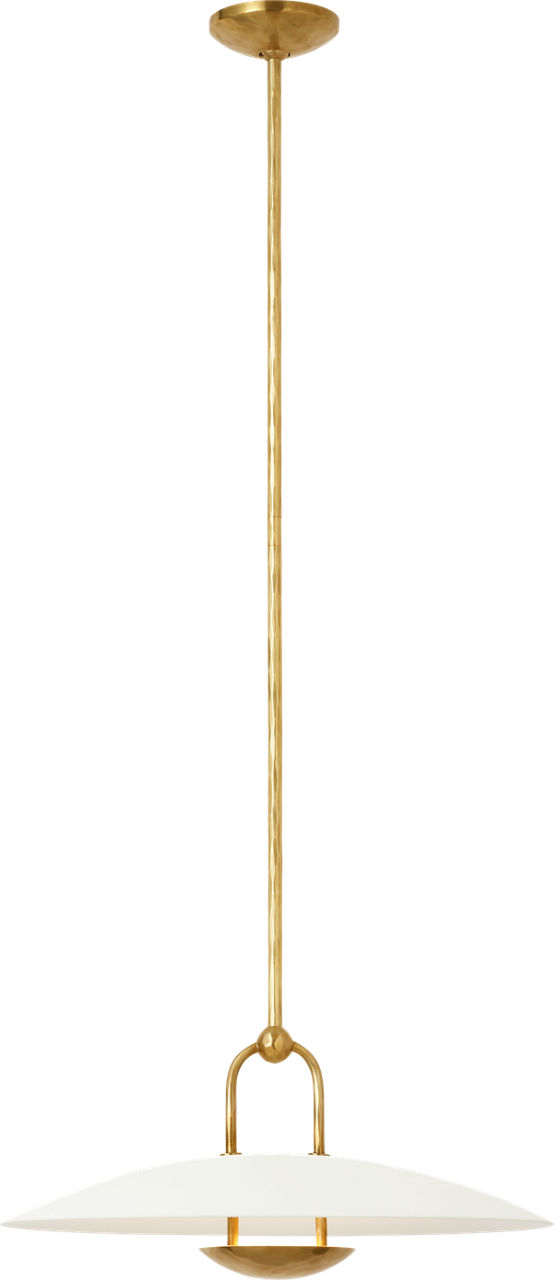 Cara Small Sculpted Pendant in Natural Brass with Plaster White Shade