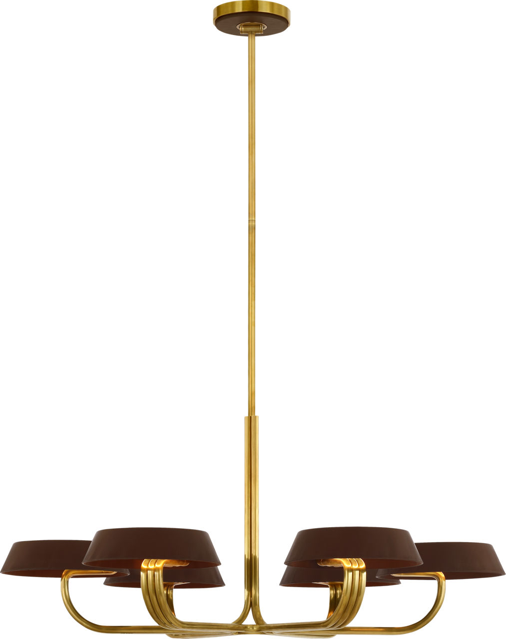 Hudson St. 37" Chandelier in Natural Brass and Carob Leather