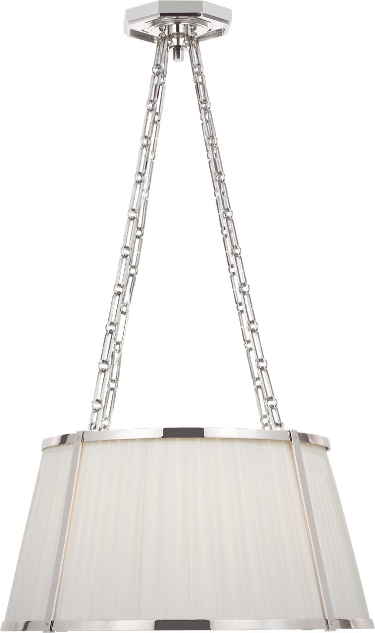 Windsor Medium Hanging Shade in Polished Nickel with Silk Pleated Shade