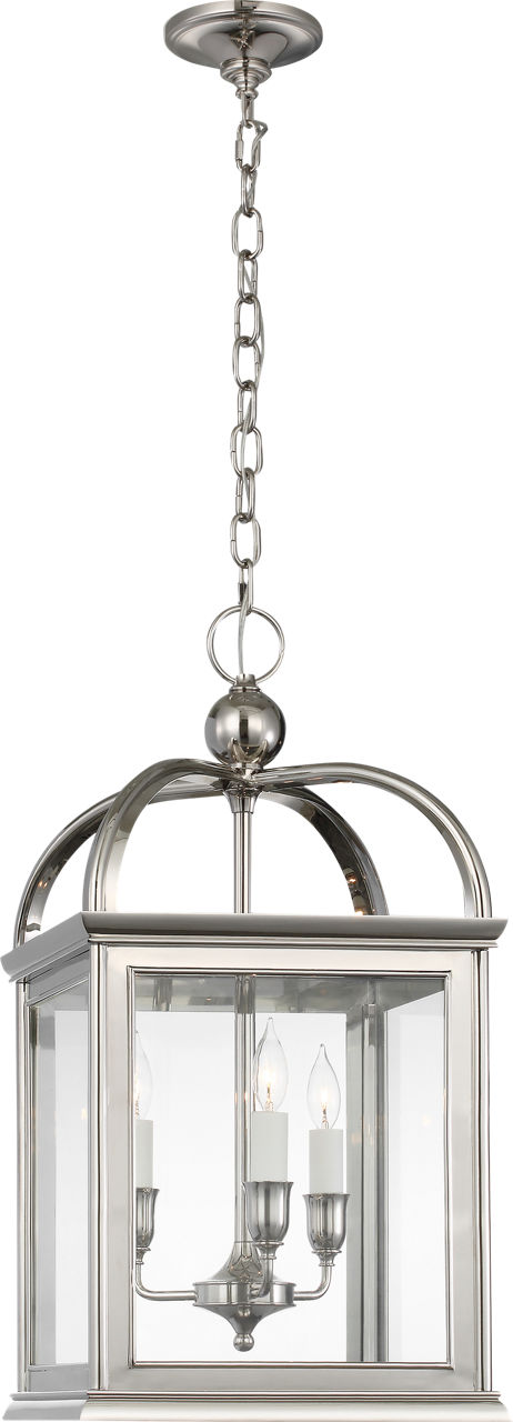 Rhoades 16" Lantern in Polished Nickel with Clear Glass