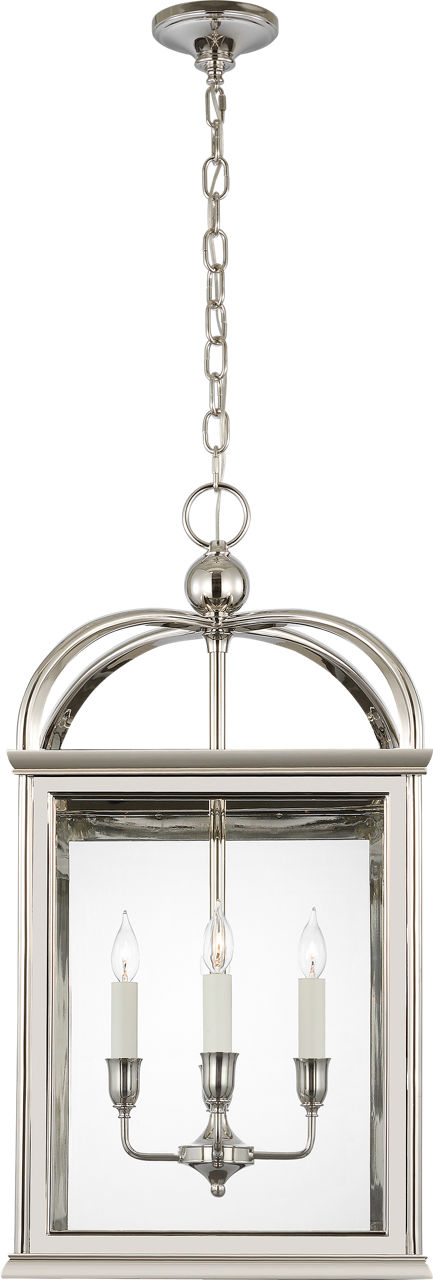 Rhoades 19" Lantern in Polished Nickel with Clear Glass