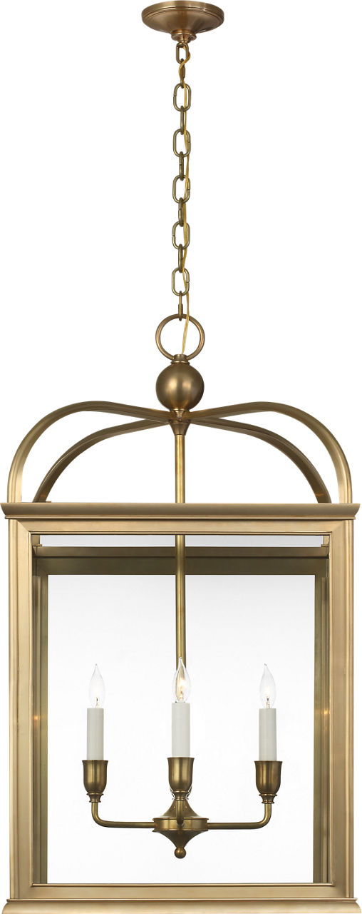 Rhoades 25" Lantern in Natural Brass with Clear Glass