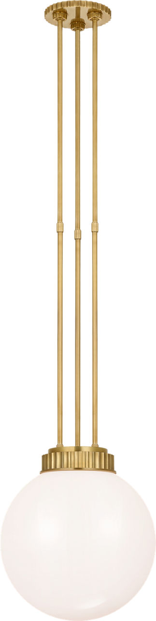 Cavill 12" Pendant in Natural Brass with White Glass