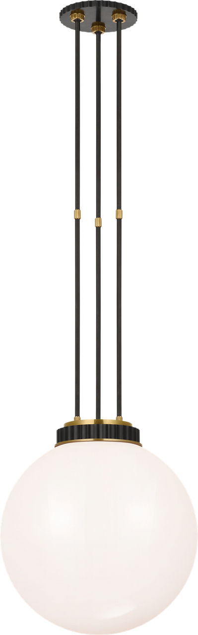 Cavill 16" Pendant in Bronze and Natural Brass with White Glass